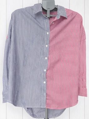 Blue & Pink Stripped Oversized Button Up